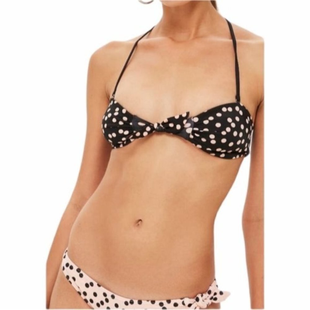 Topshop Spot Bandeau Bikini Top In Black‎ Size 12 (US)